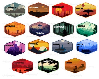 Pegatinas de planetas de Star Wars: PNG, EPS, archivo de corte Cricut (descarga digital)