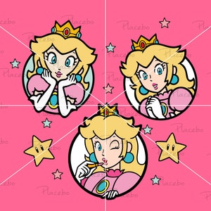 Princess Peach SVG: Super Mario World PNG, Cricut Silhouette (Digital Download)