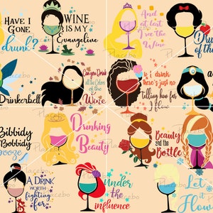 Princess Wine Glass SVG, Princess Wine Glass svg, Princesses svg, Princess Wine Glass cut file, File Silhouette, Printable file, Clipart