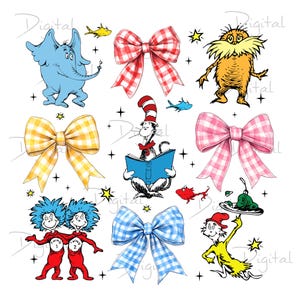 Lisez à travers l'Amérique Personnages de dessins animés png | Lisez à travers l'Amérique PNG | Chat dans le chapeau PNG | Horton png | Livre Dr. Suess PNG | png