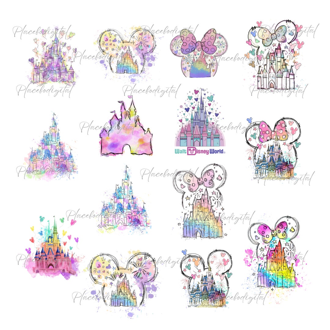 Watercolor Castle PNG Bundle: Retro Princess Kingdom (digital Download ...