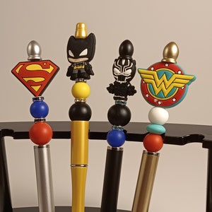 Custom Made Beaded Pens - Super Hero