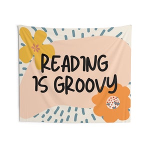 Reading is Groovy Classroom Tapestry  | Teacher Decor | School Decorations | Retro Theme