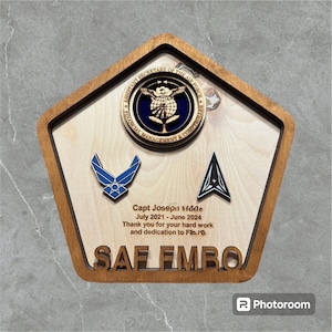 Custom Military Plaque | Pentagon 3D Wood Sign | Retirement, PCS, Award Gift | Personalized for Army Navy Air Force Marines Veterans