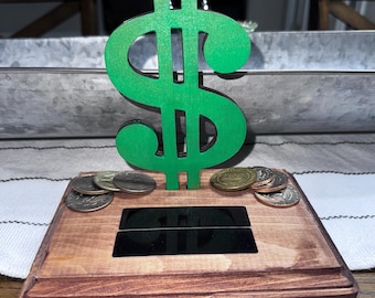 Custom Dollar Sign Trophy with Wooden Base – Perfect for Financial Achievements, Gag Gifts, or Awards