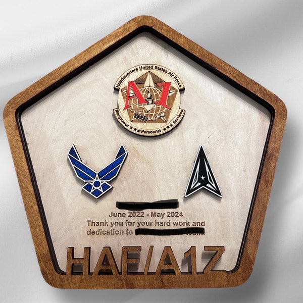 pentagon going away. Military plaque