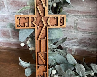 Amazing grace wall art, wood cross, wood cross wall decor, wood cross for wall, wood cross wall art, wall hanging