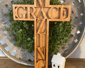 Amazing Grace 3 layer cross SVG/DXF