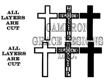 Rejoice Worship 3 layer cross SVG