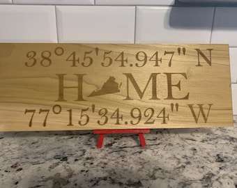 Latitude, longitude GPS home sign decor personalized