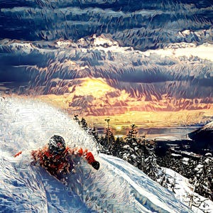 Alaskan Art, Wall Art, Giclee, Canvas, Ski, Outdoor, Alaska, skiing, mountain art, snow, deep, backcountry, Chugach, Alyeska, Powder, skier