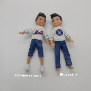 Handmade 5.5" fashion girl boy doll clothes: blue jeans, boy/girl shorts, little brother sister