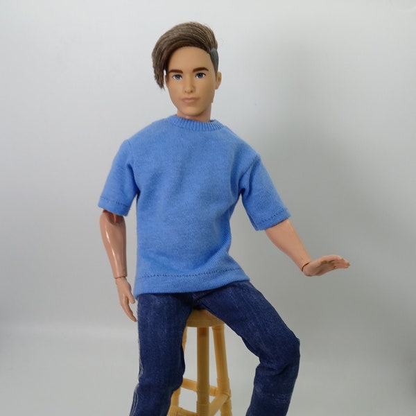 Male doll clothes 1/6 scale: handmade plain t-shirt solid colors