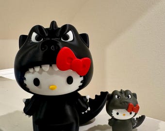 Hello Kitty x Godzilla Figure – 16cm (6.3") Large 3D Printed Statue, McDonald's Happy Meal Trend Crossover Desk Toy & Gift