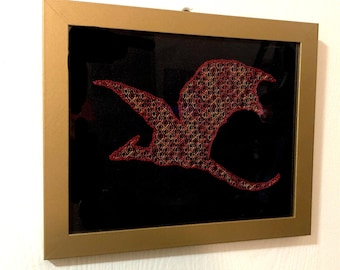 Modèle de point de croix Dragon de Feu Blackwork (PDF)