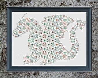 Modèle de point de croix Dragon de Terre Blackwork (PDF)