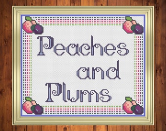 Peaches and Plums Quentin and Eliot Harvest Cross Stitch Pattern
