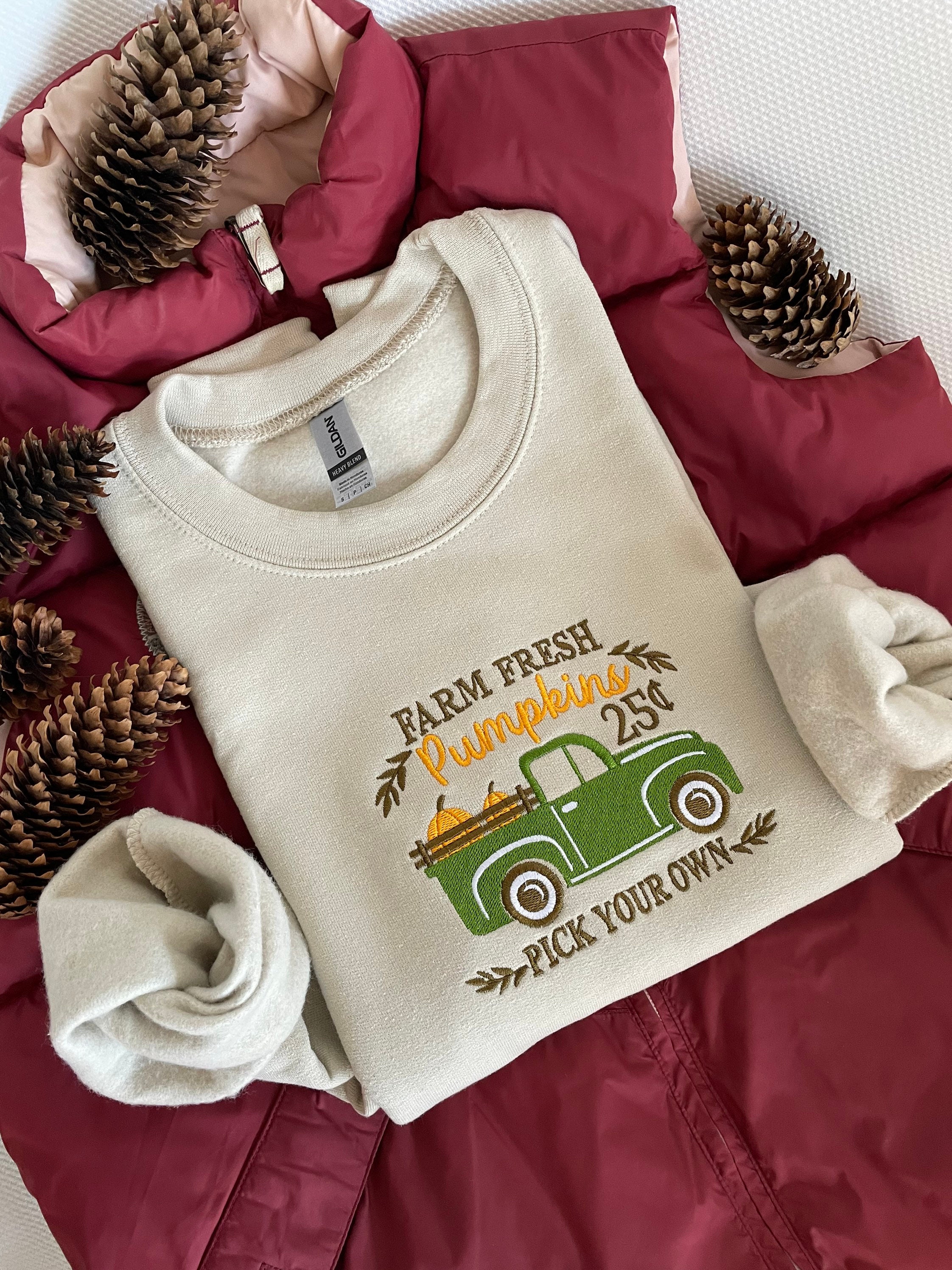 Discover Pumpkin Embroidered Sweatshirt Fall Sweater Pumpkin Spice Shirt Farm Fresh Pumpkin Patch Sweatshirt