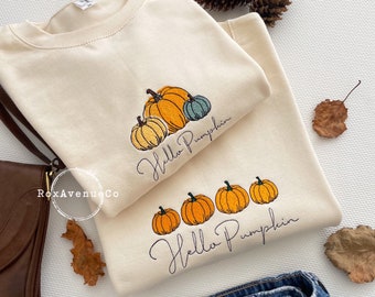 Pumpkin Crewneck Embroidered Pumpkin Patch Sweatshirt Fall Sweater Pumpkin Spice Shirt