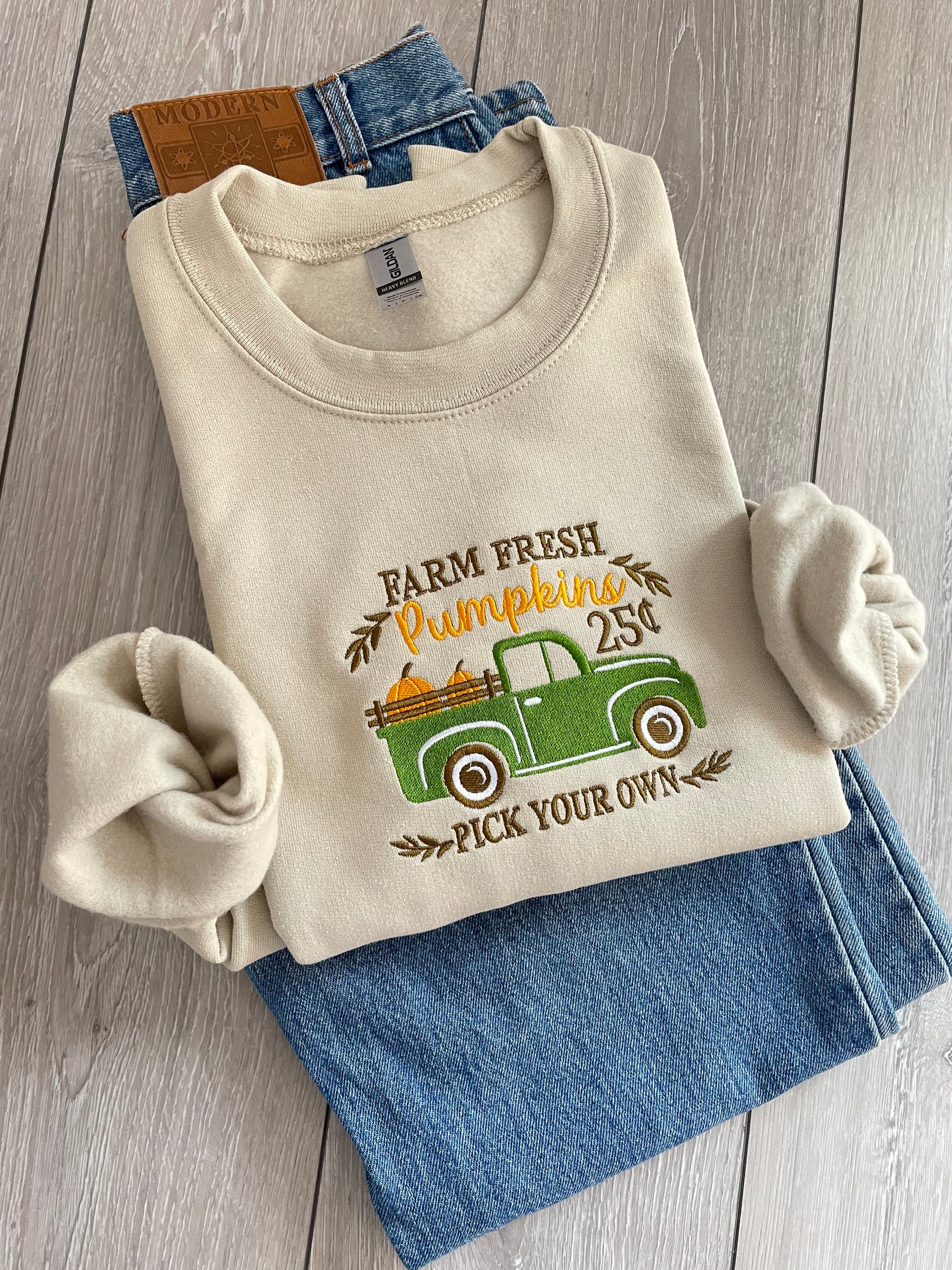 Discover Pumpkin Embroidered Sweatshirt Fall Sweater Pumpkin Spice Shirt Farm Fresh Pumpkin Patch Sweatshirt