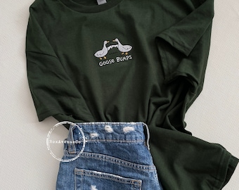 Gans geborduurd T-shirt Unisex Tshirt Silly Goose Shirt Funny Tee Shirt Kippenvel T-Shirt Animal Shirt