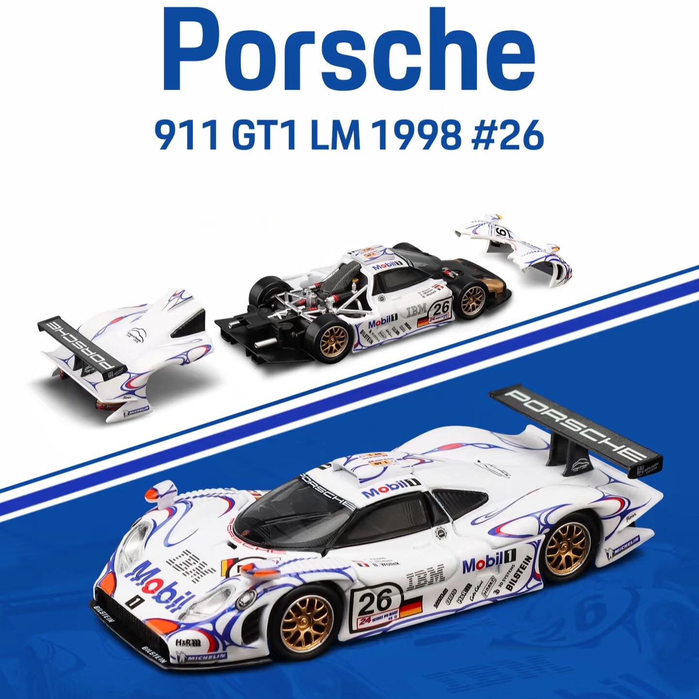 1:64 Scale 1998 Porsche 911 GT1 LM Race Car #26 Diecast Model - Etsy