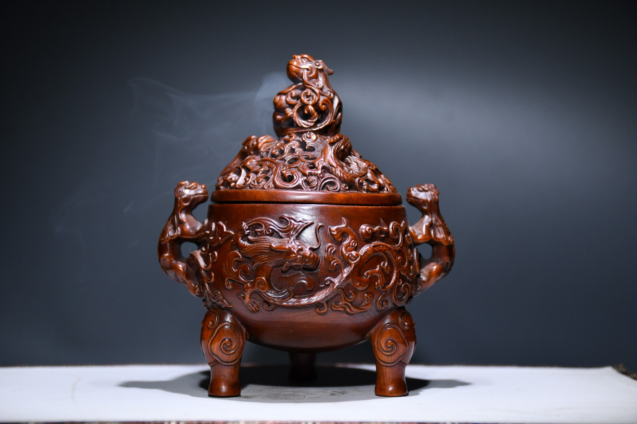Chinese Folk Collection of Hand-carved Boxwood Incense Chinese Folk Collection of Hand-carved Boxwood Incense