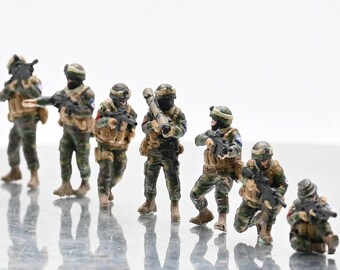 1/72 Scale Modern Special Forces Team PVC Figures (7-Person Group)