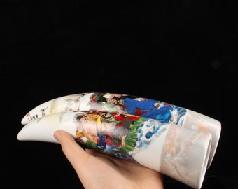 中国　八仙人　白磁 中国景徳鎮陶磁器手描き八仙人物柄飾り - Etsy 日本
