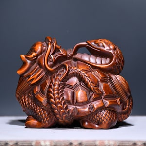 Chinese folk collection of hand-carved boxwood Xuanwu statues