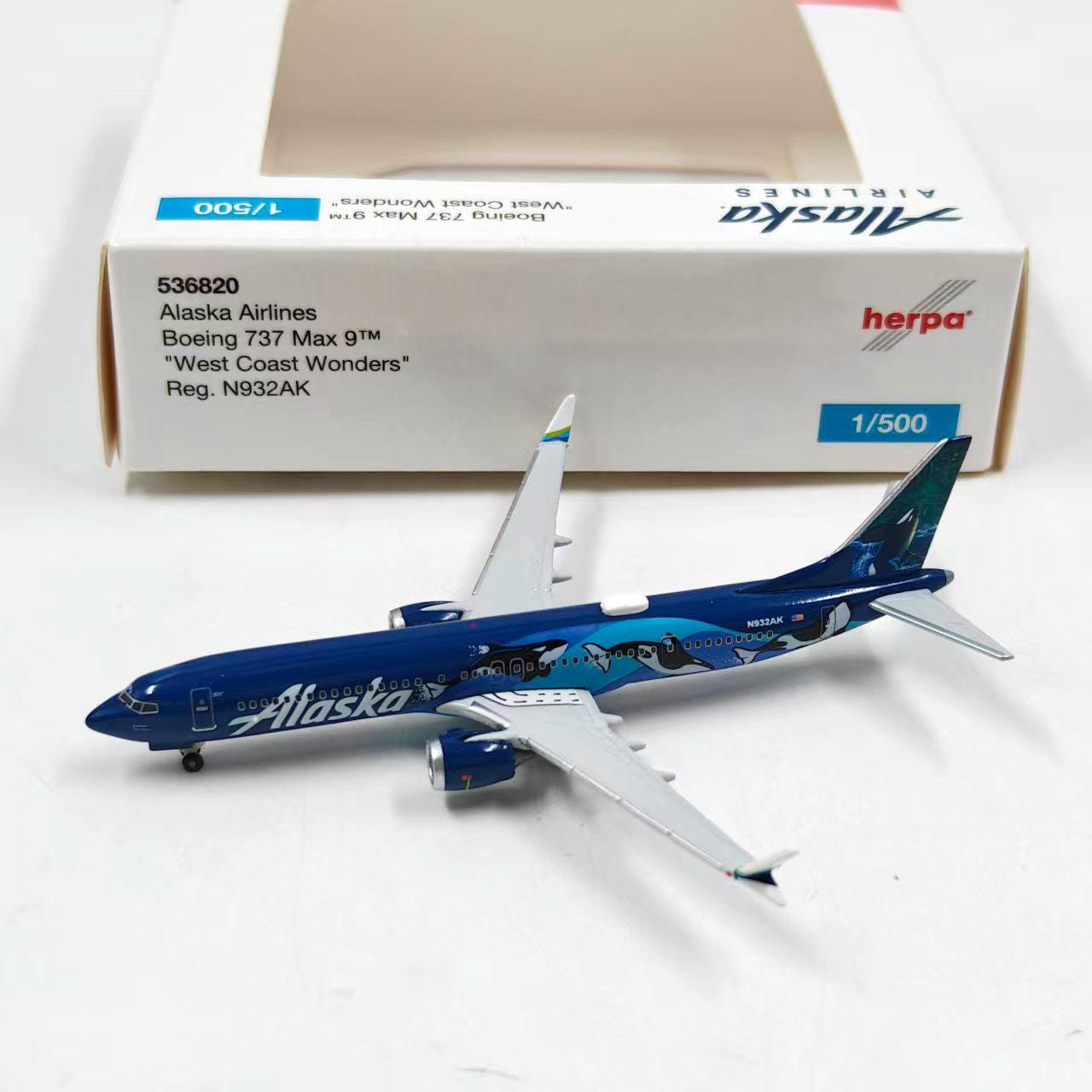 Herpa 1/500 Alaska Airlines Boeing 737 Max9 Die Casting Simulation
