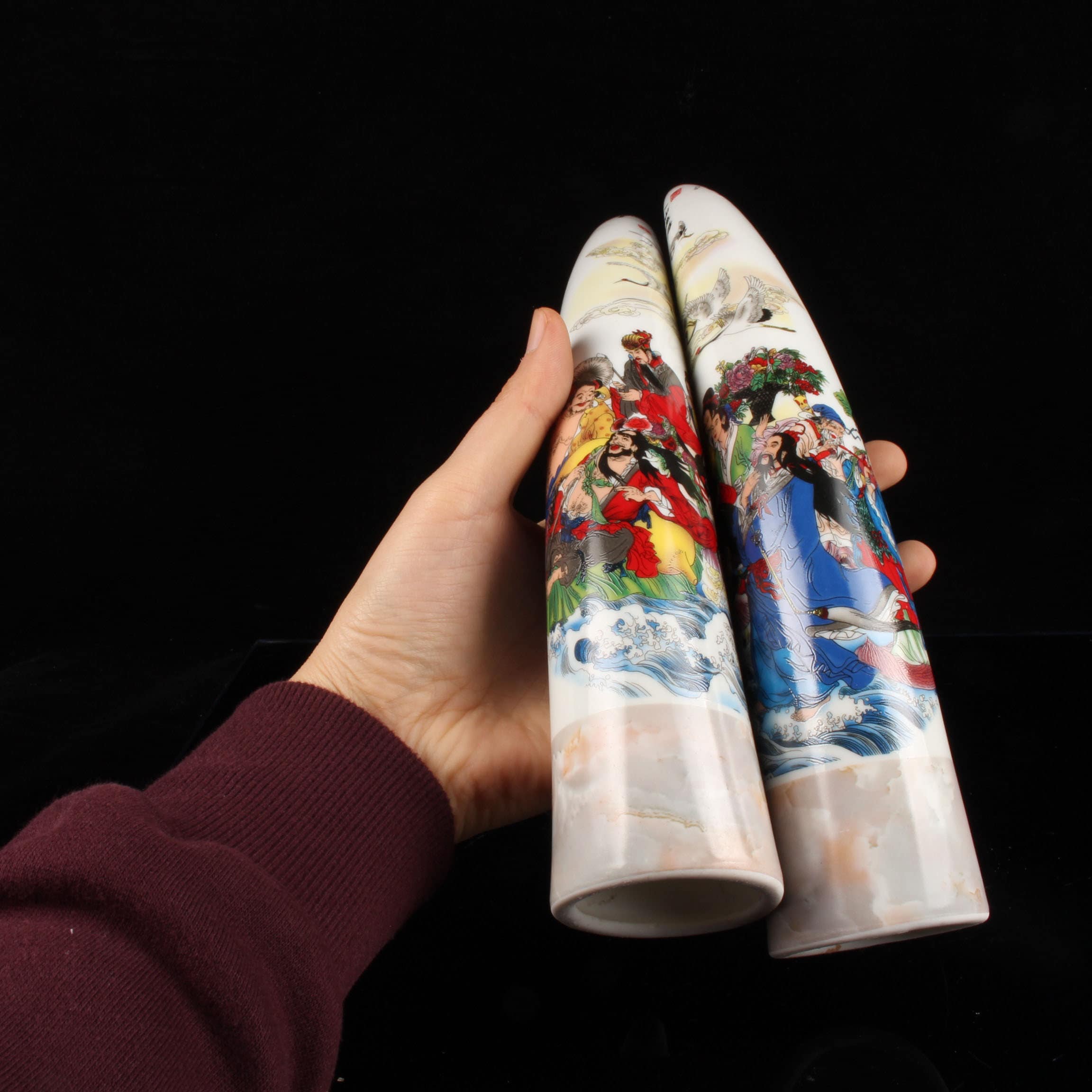 中国　八仙人　白磁 中国景徳鎮陶磁器手描き八仙人物柄飾り - Etsy 日本