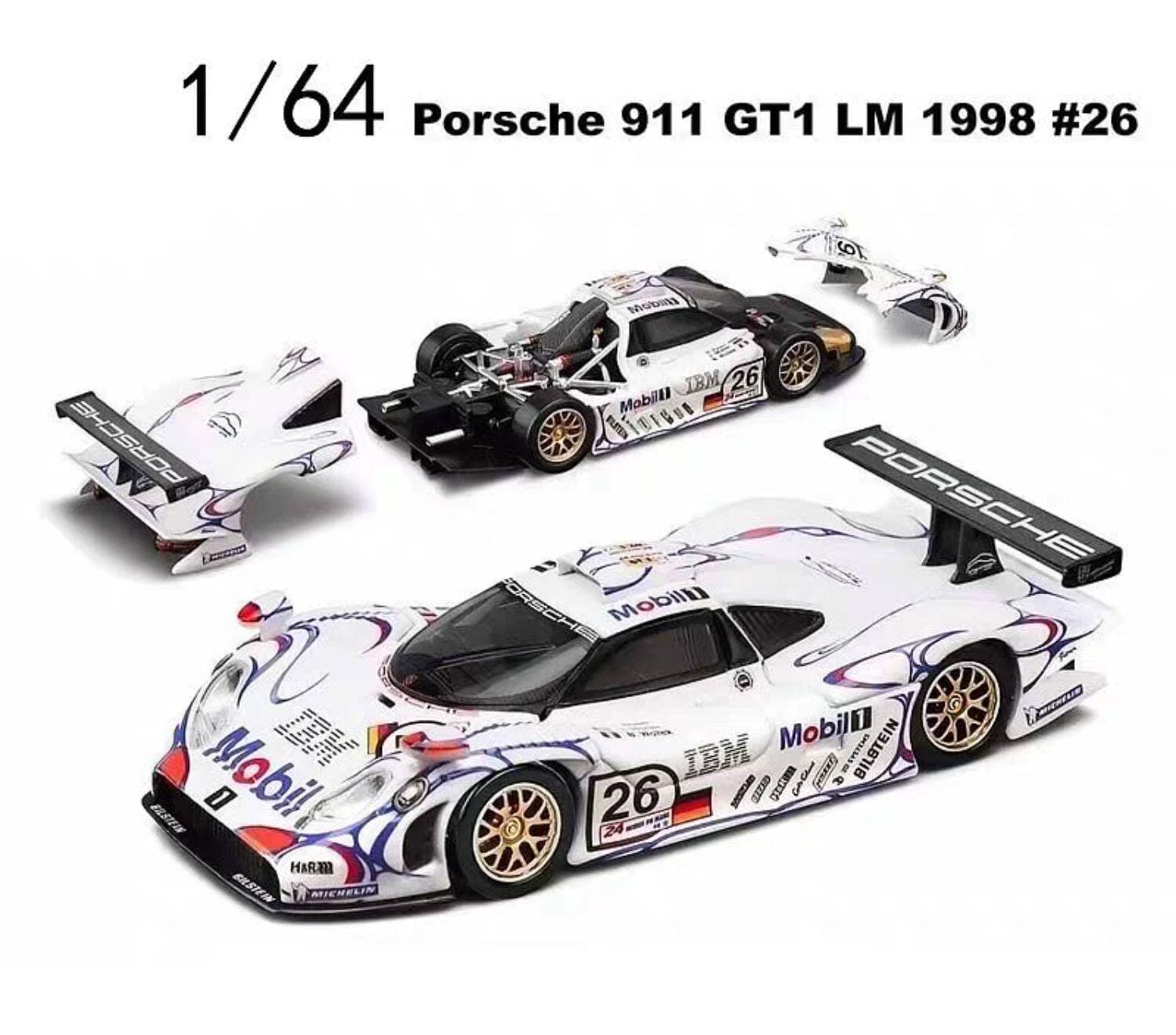 1:64 Scale 1998 Porsche 911 GT1 LM Race Car #26 Diecast Model - Etsy