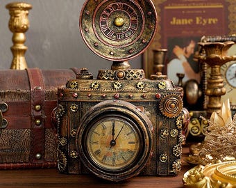 Vintage creative American camera clock old objects decorations