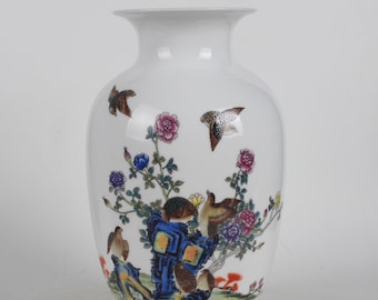 A folk collection of hand-painted ceramic vases