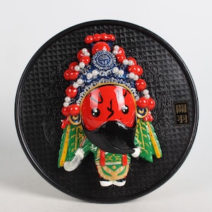 Handbemalte Lack-Maske der Statue von Guan Yu