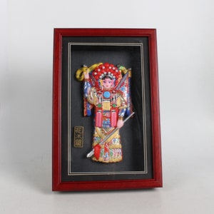 Hand-painted lacquerware Mulan mask statue