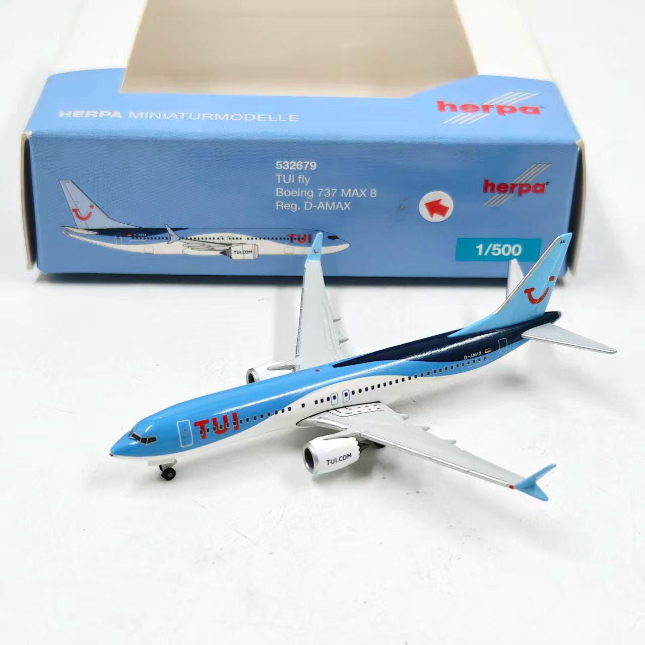 Herpa 1:500 TUI Fly Boeing 737 MAX 8 Diecast Model Airplane D-AMAX