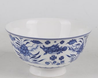 Hand-painted blue and white porcelain bowls from folk collection