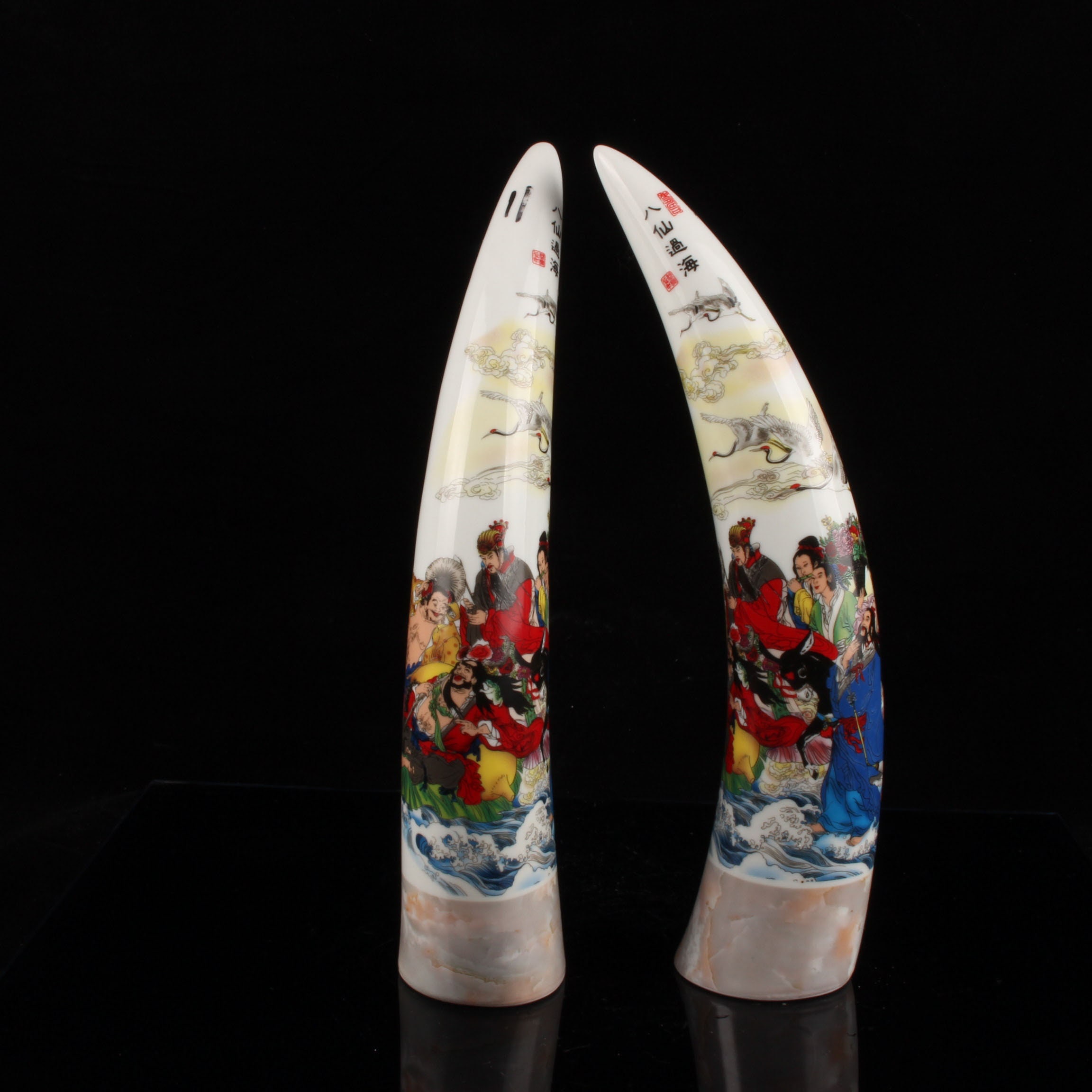 中国　八仙人　白磁 中国景徳鎮陶磁器手描き八仙人物柄飾り - Etsy 日本