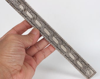 Chinese folk collection Tibetan silver town ruler dragon pattern