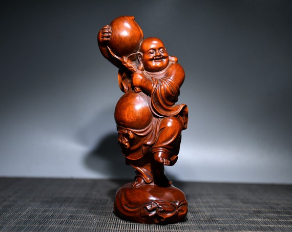 中国の民俗コレクション、手彫りのツゲの木の仏像 - Etsy 日本