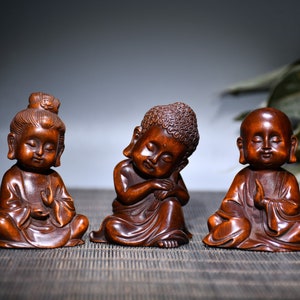 Chinesische Volkssammlung von handgeschnitztem Buchsbaum Buddha