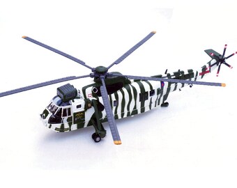Royal Navy Sea King HC.4 Helicopter Model – 848 Squadron Zebra Camouflage Diecast (1:72)