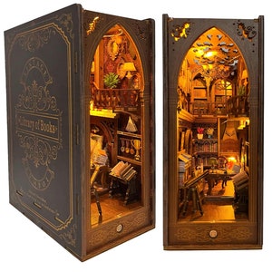 Library of Books | Assembled Book Nook Kit | Customizable Shelf Insert