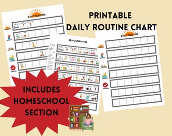 Chore Chart for Kids | Daily Routine for Kids| Homeschool Schedule | Chore Chart Printable | Family Chore Chart | Daily Routine Chart Kids