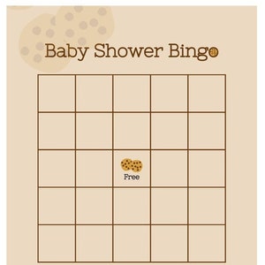 Gioco del Bingo per Baby Shower con Biscotti / Festa con Latte e Biscotti / Genere Neutro / Giochi Unici / Biscotto con Gocce di Cioccolato / Baby Shower con Mostro dei Biscotti