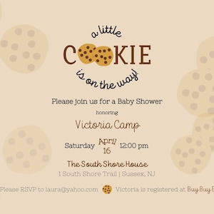Chocolate Chip Cookie Theme Baby Shower Invitation Baby Sprinkle Invitation | Milk and Cookies Party | Gender Neutral Baby | Unique Party