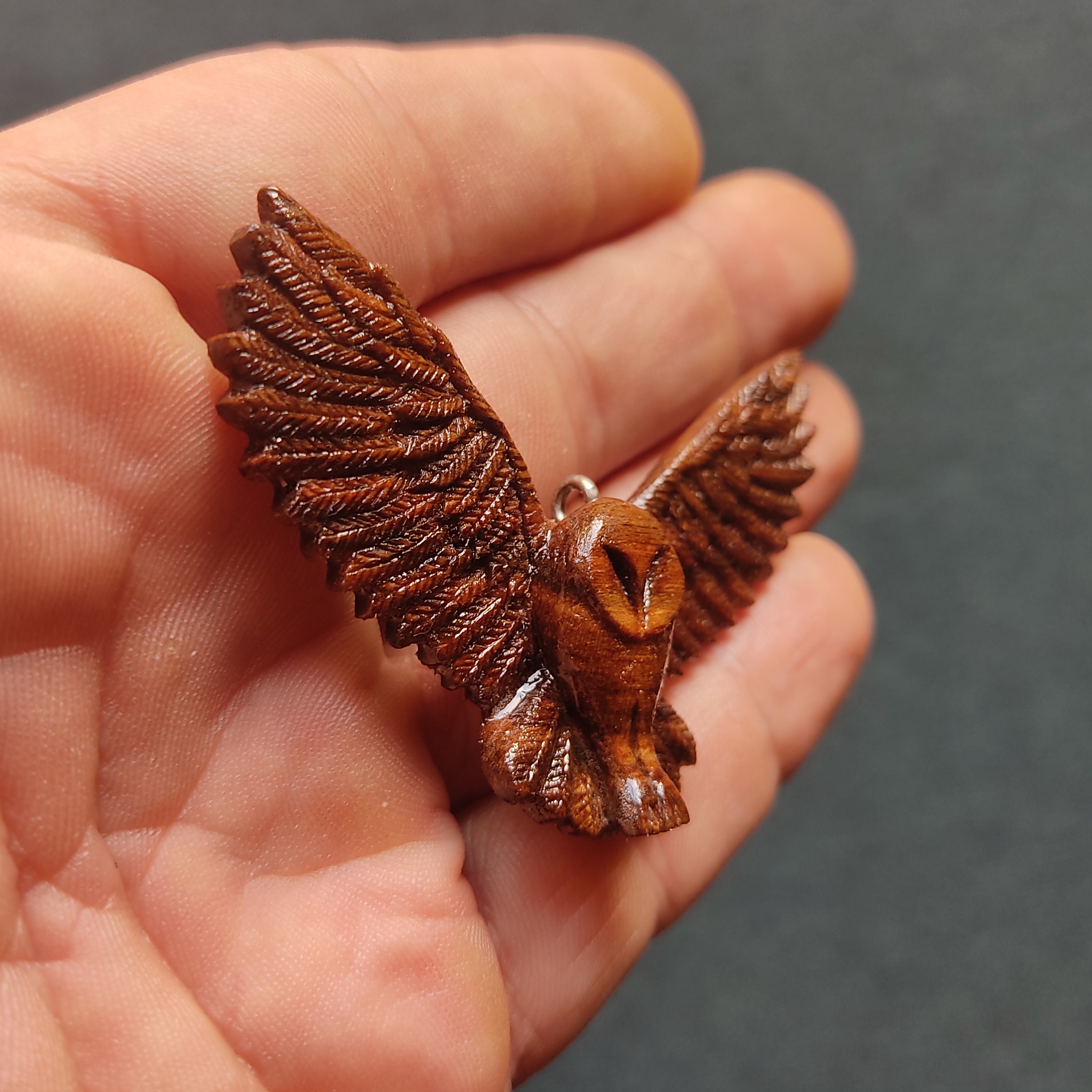 Owl Necklacewooden Necklacehand Carvedeco Friendlywood Carving