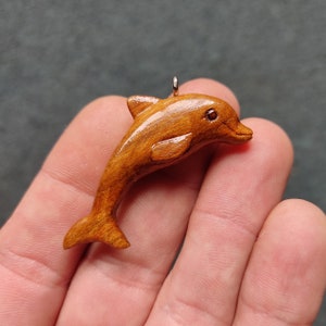 Dolphin Necklace-Wooden Necklace-Hand Carved-Eco Friendly-Wood Carving Pendant for Her-Statement Necklace-Organic-Natural-One of a Kind